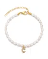 Adornia Gold Freshwater Cultivated Pearl Cubic Zirconia Letter Bracelet