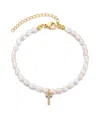 Adornia Gold Freshwater Cultivated Pearl Cubic Zirconia Letter Bracelet In Multi