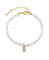 Adornia Gold Freshwater Cultivated Pearl Cubic Zirconia Letter Bracelet