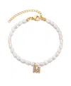 Adornia Gold Freshwater Cultivated Pearl Cubic Zirconia Letter Bracelet