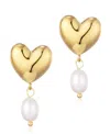 Adornia Gold Freshwater Cultivated Pearl Heart Drop Earrings In Gold