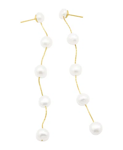 Adornia 14k Gold Plated Freshwater Pearl Sweeper Earrings In White