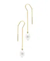 Adornia Gold Freshwater Cultivated Pearl Threader Earrings In White