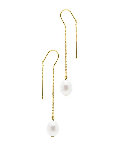 Adornia Gold Freshwater Cultivated Pearl Threader Earrings In White