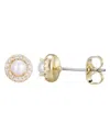Adornia Gold Freshwater Pearl Cubic Zirconia Halo Stud Earrings In Gold