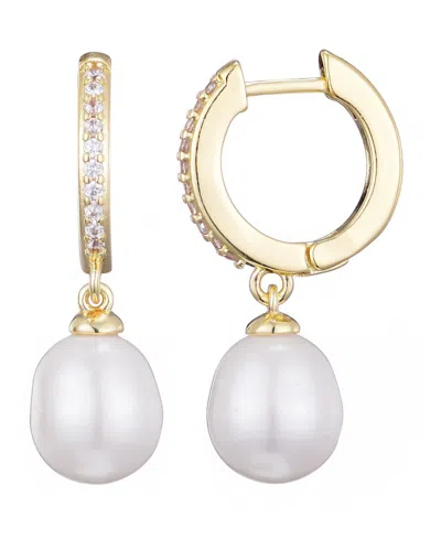 ADORNIA GOLD PLATED CUBIC ZIRCONIA HUGGIE HOOP EARRINGS