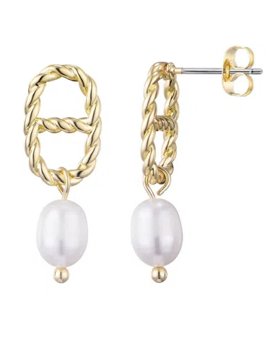 Adornia Gold Freshwater Pearl Mariner Link Drop Earrings In Metallic