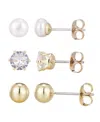 Adornia 14k Plated 5mm Pearl Stud Earring Set In Gold