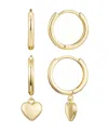 Adornia 14k Gold Plated Heart Huggie Earring Set In Gold