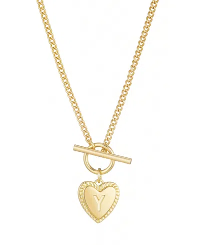 Adornia Gold Heart Initial Toggle Necklace