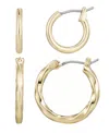 Adornia Set Of 2 Hoop Earrings In Gold