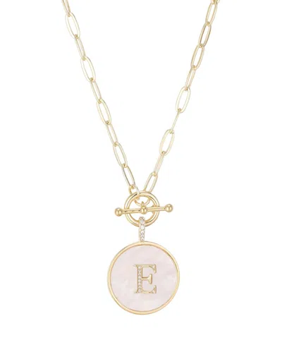 Adornia Gold Imitation Pearl Cubic Zirconia Initial Toggle Necklace In White-e