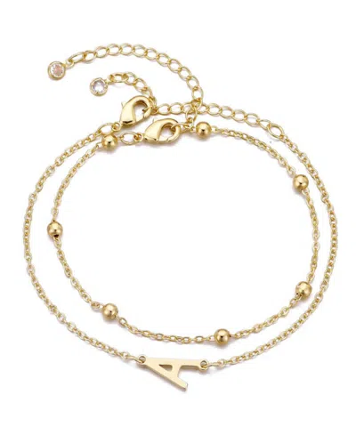 Adornia 2-piece Initial Bead Chain Bracelet Set In Gold