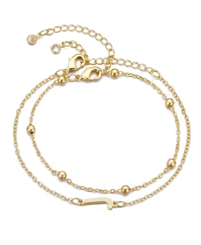 ADORNIA GOLD INITIAL BRACELET SET