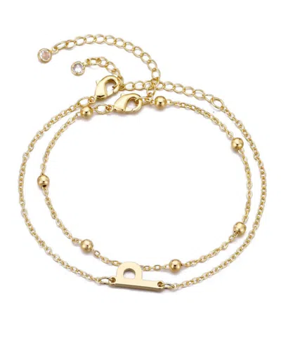 Adornia 2-piece Initial Bead Chain Bracelet Set In Gold