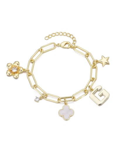 ADORNIA GOLD INITIAL CHUNKY CHARM BRACELET