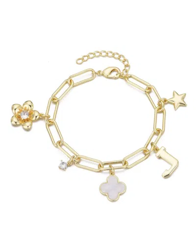 ADORNIA GOLD INITIAL CHUNKY CHARM BRACELET