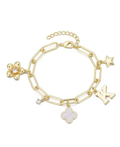 ADORNIA GOLD INITIAL CHUNKY CHARM BRACELET
