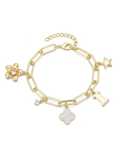 ADORNIA GOLD INITIAL CHUNKY CHARM BRACELET