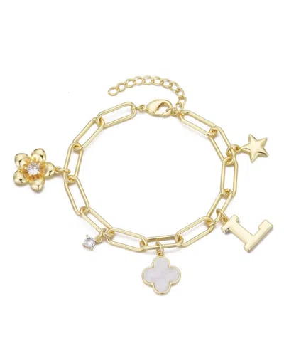 ADORNIA GOLD INITIAL CHUNKY CHARM BRACELET