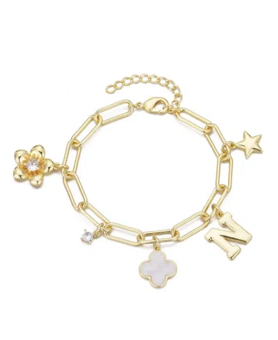 ADORNIA GOLD INITIAL CHUNKY CHARM BRACELET