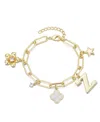 Adornia 14k Yellow Gold Plated Initial Chunky Charm Bracelet In Gold