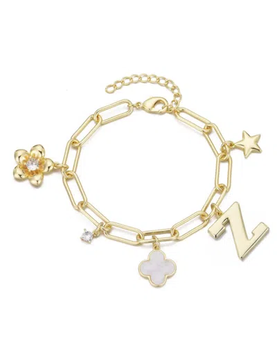 ADORNIA GOLD INITIAL CHUNKY CHARM BRACELET