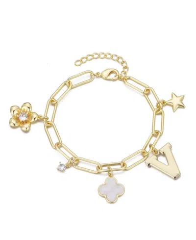 Adornia Gold Initial Chunky Charm Bracelet In Yellow