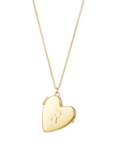 ADORNIA GOLD INITIAL HEART LOCKET NECKLACE