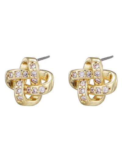 Adornia 14k Plated Cz Knot Twist Stud Earrings In Gold