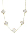 Adornia Gold Mother Of Pearl Clover Station Necklace In Gold