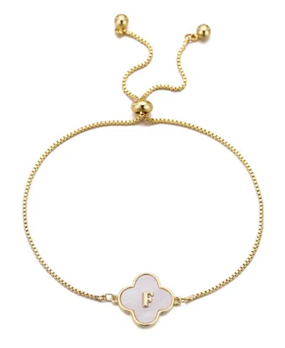Adornia Gold Mother Of Pearl Initial Clover Bolo Bracelet