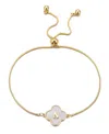 Adornia Gold Mother Of Pearl Initial Clover Bolo Bracelet