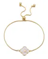 Adornia Gold Mother Of Pearl Initial Clover Bolo Bracelet