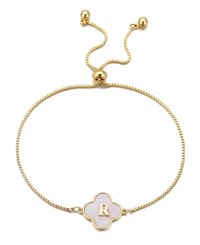 Adornia Gold Mother Of Pearl Initial Clover Bolo Bracelet