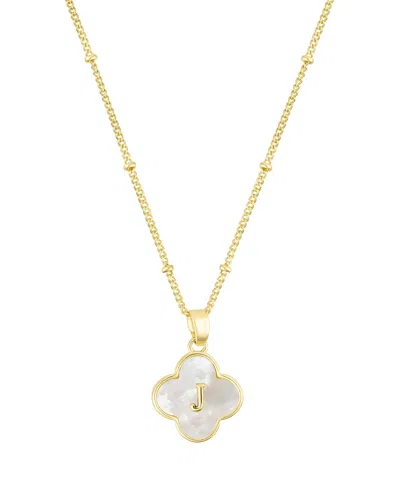 Adornia Gold Mother Of Pearl Initial Clover Necklace