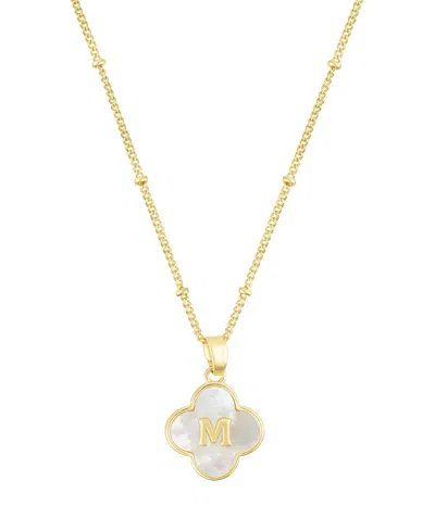 Adornia Gold Mother Of Pearl Initial Clover Necklace
