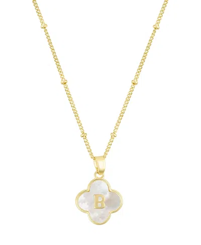Adornia Gold Mother Of Pearl Initial Clover Necklace