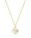 Adornia Gold Mother Of Pearl Initial Clover Necklace