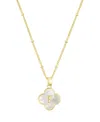 Adornia Gold Mother Of Pearl Initial Clover Necklace