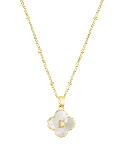 Adornia Gold Mother Of Pearl Initial Clover Necklace