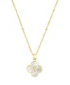 Adornia Gold Mother Of Pearl Initial Clover Necklace