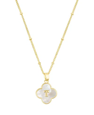 Adornia Gold Mother Of Pearl Initial Clover Necklace