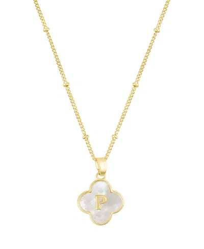 Adornia Gold Mother Of Pearl Initial Clover Necklace