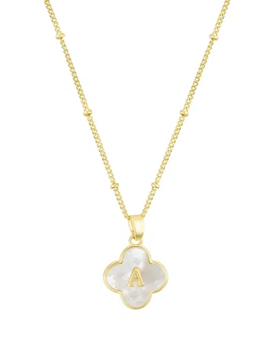 Adornia Gold Mother Of Pearl Initial Clover Necklace