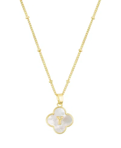 Adornia Gold Mother Of Pearl Initial Clover Necklace