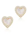 Adornia 14k Gold Plated Mother Of Pearl Mini Halo Cz Heart Studs