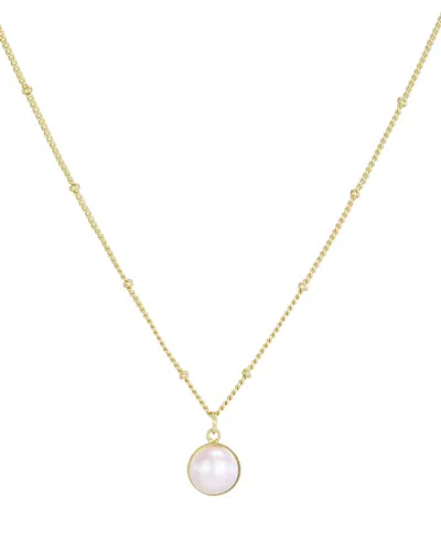 Adornia Gold Natural Freshwater Pearl Button Pendant Necklace In White