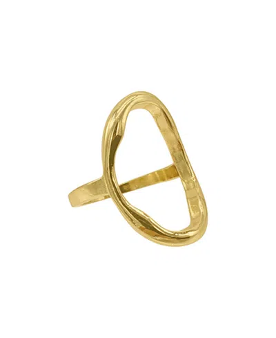 Adornia 14k Gold Plated Open Hammered Oval Ring