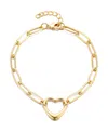 Adornia 14k Gold Plated Paperclip Chain Outline Heart Bracelet